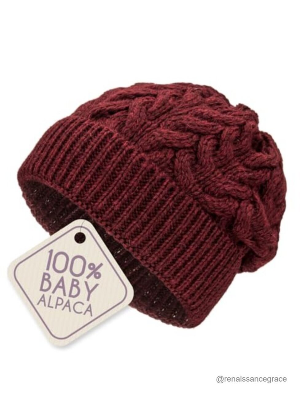 100% Baby Alpaca Beanie Chunky Knit Winter Hat Unisex Warm Minimalist
